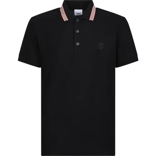 Schwarzes Poloshirt mit charakteristischem Icon-Streifen , Herren, Größe: M - Burberry - Modalova