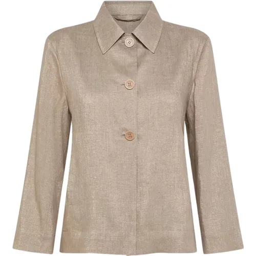 Lurex Linen Jacket with Tailored Fit , female, Sizes: 2XL, XL - Seventy - Modalova