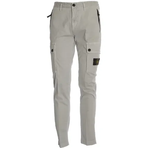 Grey Stretch Broken Twill Trousers , male, Sizes: W36, W30, W34 - Stone Island - Modalova