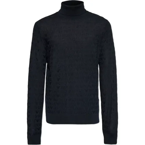 Wollrollkragenpullover mit Monogramm , Herren, Größe: 2XL - Emporio Armani - Modalova