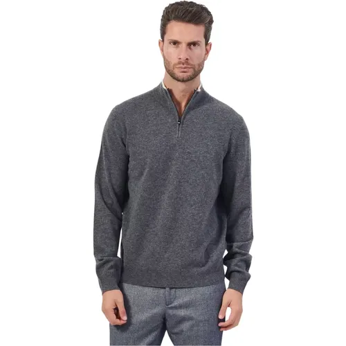 Grauer Woll-Zip-Pullover , Herren, Größe: XL - Hugo Boss - Modalova