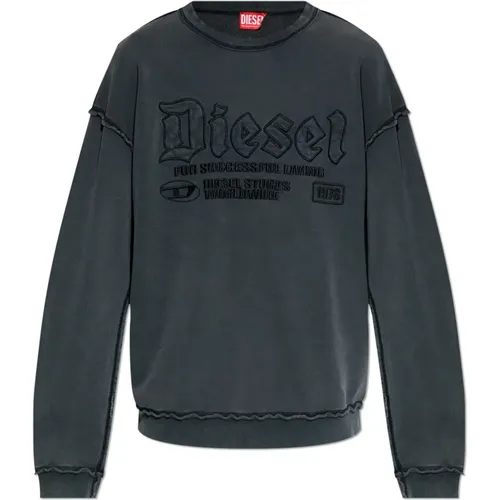 Sweatshirt mit rohem Finish S-Boxt-Raw , Herren, Größe: 2XL - Diesel - Modalova