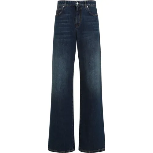 Blaue Stonewashed Wide Leg Jeans - alexander mcqueen - Modalova