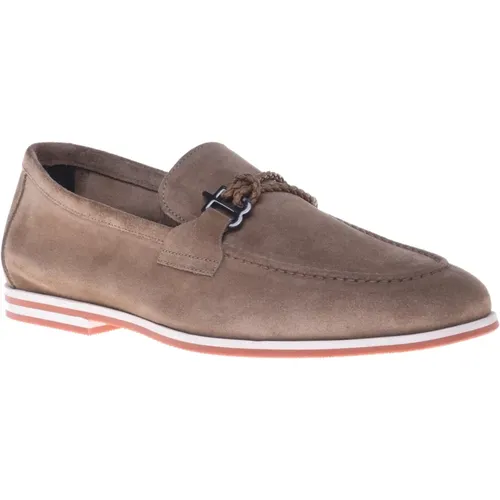 Loafer in taupe suede , Herren, Größe: 43 EU - Baldinini - Modalova