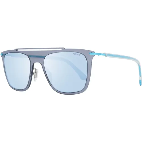 Graue Verspiegelte Rechteckige Sonnenbrille UV-Schutz - Police - Modalova