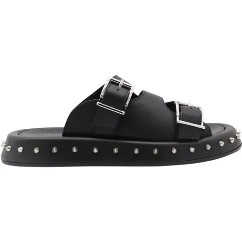 Schwarze Leder Schnallen Sandalen - alexander mcqueen - Modalova