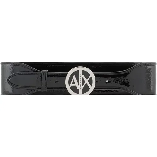 Schwarzer Gürtel mit Doppelter Dicke und Logo-Schnalle - Armani Exchange - Modalova