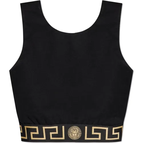 Top with logo , female, Sizes: M - Versace - Modalova