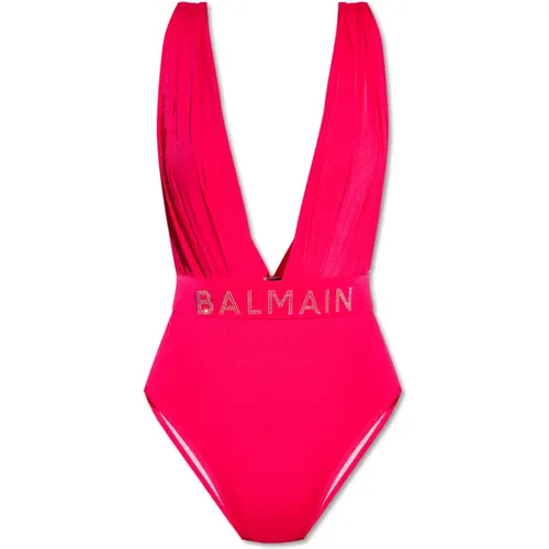 Einteiliger Badeanzug mit Logo , Damen, Größe: M - Balmain - Modalova