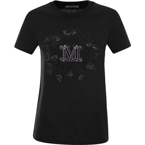 Besticktes T-Shirt mit kurzen Ärmeln , Damen, Größe: XS - Max Mara - Modalova