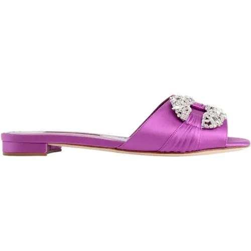 Jewel Embellished Satin Slides , female, Sizes: 5 1/2 UK, 3 1/2 UK, 6 1/2 UK, 4 1/2 UK - Manolo Blahnik - Modalova