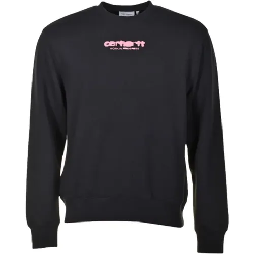 Ink Bleed /Pink Stone Washed Sweatshirt , male, Sizes: L, S - Carhartt WIP - Modalova