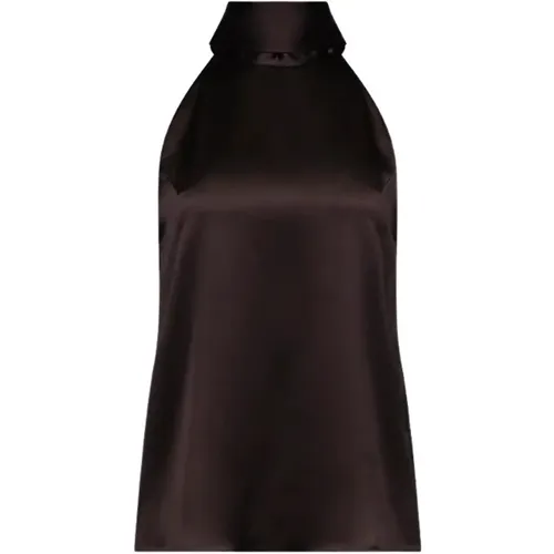 Satin Sienna Top in Chocolate , female, Sizes: M - Galvan London - Modalova