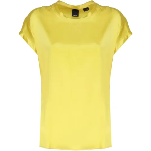 Cotton Blend T-shirts and Polos , female, Sizes: S, M - pinko - Modalova