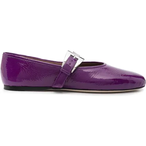 Leather Flat Shoes with Buckle , female, Sizes: 3 UK, 4 UK, 2 UK, 5 UK - Paris Texas - Modalova