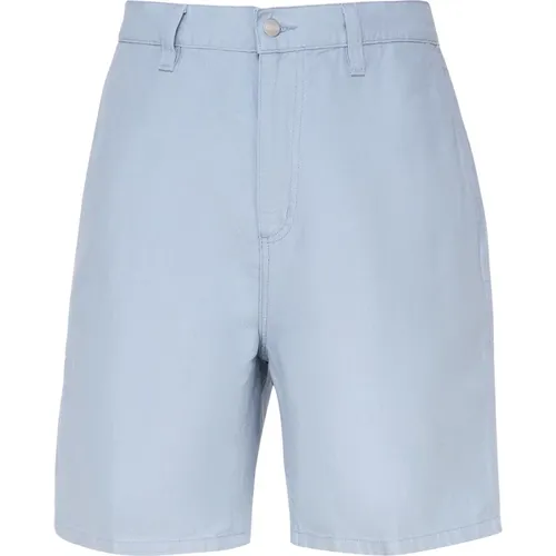 Hellblaue Leinen Baumwoll Shorts , Herren, Größe: S - Carhartt WIP - Modalova