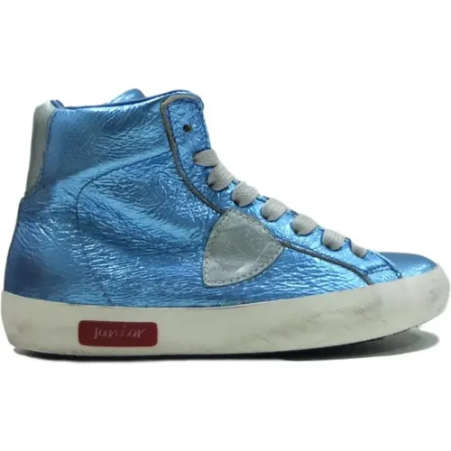 Hohe Leder Sneakers in Blau - Philippe Model - Modalova