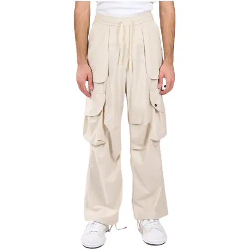 Flannel cargo pants with elastic waist , male, Sizes: M, L, XL, S - A Paper Kid - Modalova