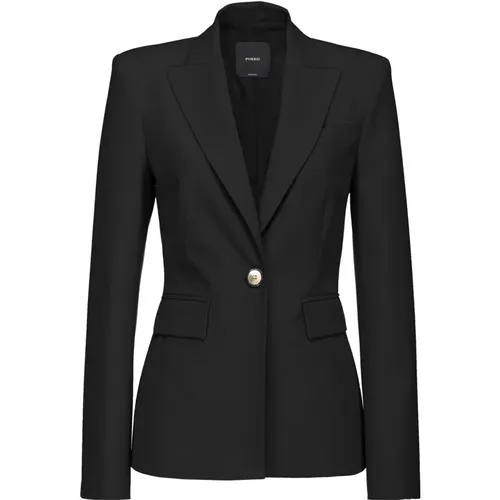 Schwarze Blazerjacke aus Stretchstoff , Damen, Größe: 2XS - pinko - Modalova