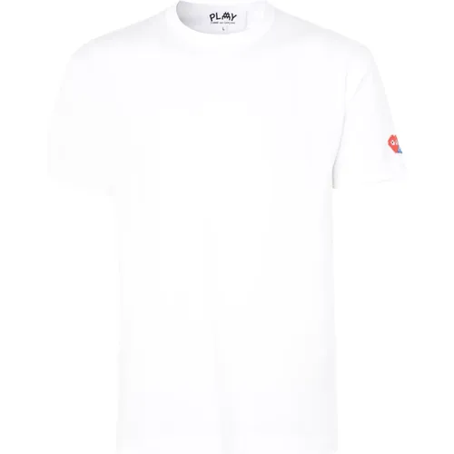 Weißes Baumwoll-T-Shirt mit seitlichem Logo - Comme des Garçons Play - Modalova