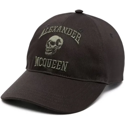 Schwarze Mütze mit Besticktem Logo , Herren, Größe: M - alexander mcqueen - Modalova