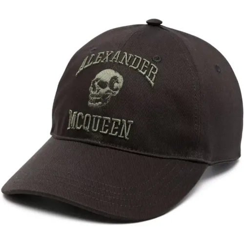 Schwarze Mütze mit Besticktem Logo - alexander mcqueen - Modalova