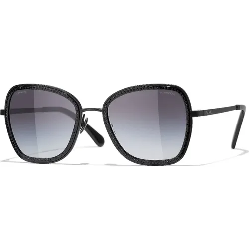Schwarze Acetat-Sonnenbrille mit Degrade-Linse - Chanel - Modalova