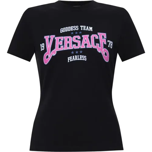 Printed T-shirt , female, Sizes: 2XS - Versace - Modalova