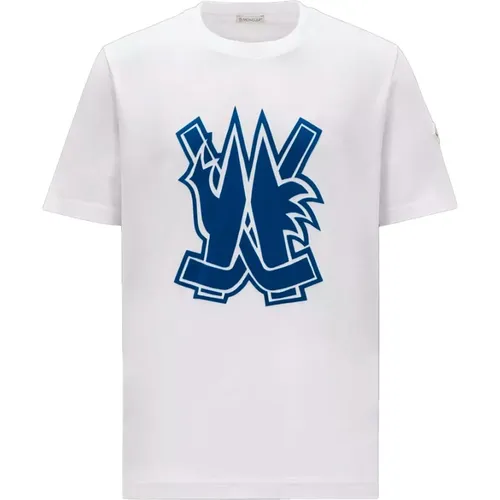 Hockey Logo T-Shirt - Model I20918C0006589A7G002 , male, Sizes: 2XL - Moncler - Modalova