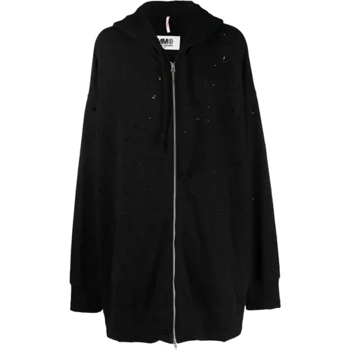 Oversized Perforated Hoodie with Zipper , male, Sizes: S - MM6 Maison Margiela - Modalova