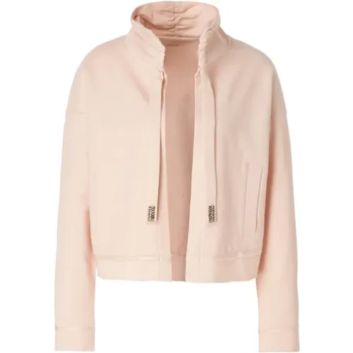 Lightweight Cotton Blend Jacket with Frayed Edges and Jewel-Embellished Drawstrings , female, Sizes: XL - Marc Cain - Modalova