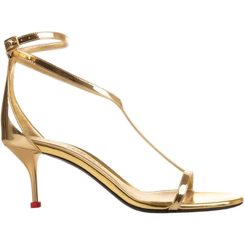 Goldene Harness Sandalen mit T-Verschluss - alexander mcqueen - Modalova