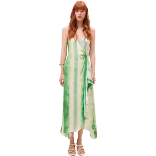 Asymmetrisches Midi-Wrap-Kleid Tie Dye , Damen, Größe: S - Suncoo - Modalova