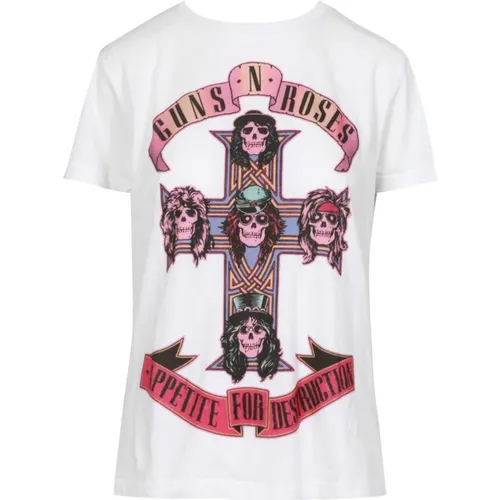 Roses Guns'n'Roses Print Baumwoll T-Shirt , Damen, Größe: M - Aniye By - Modalova