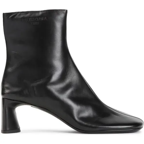 Schwarze Leder-Logo-Stiefel Reißverschluss,Schwarze Leder-Logo-Stiefel mit Reißverschluss - Balenciaga - Modalova