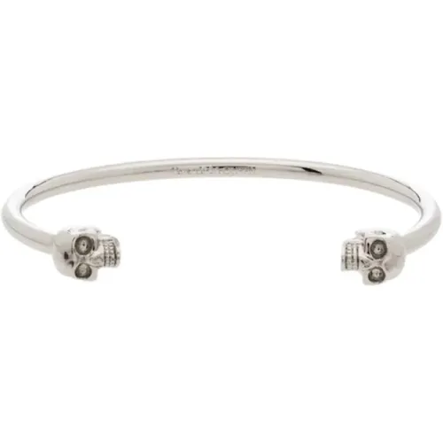 Hauntingly Elegant Thin Twin Skull Bracelet , female, Sizes: M - alexander mcqueen - Modalova