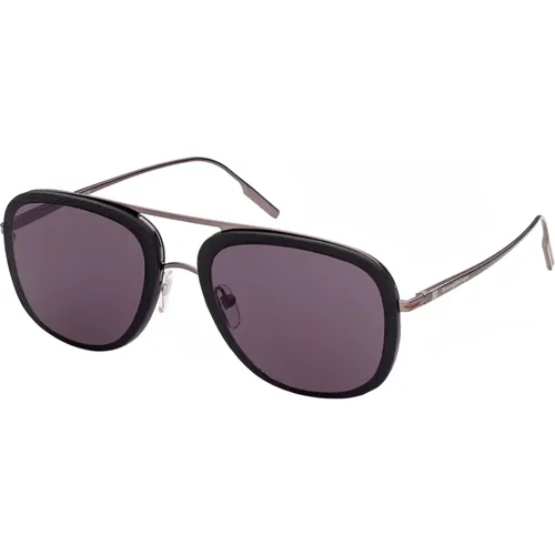 Black/Grey Sunglasses , unisex, Sizes: 62 MM - Ermenegildo Zegna - Modalova