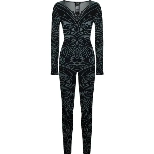 Grauer Paisley Catsuit Overall Kleid , Damen, Größe: S - Wolford - Modalova