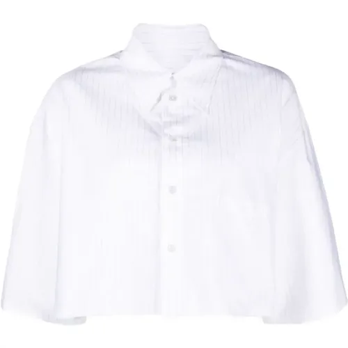 Weiße Crop-Bluse , Damen, Größe: S - MM6 Maison Margiela - Modalova