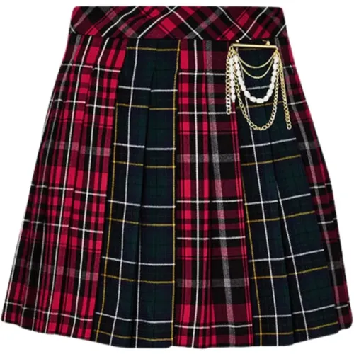 Tartan Mini Pleated Skirt , female, Sizes: S - Liu Jo - Modalova