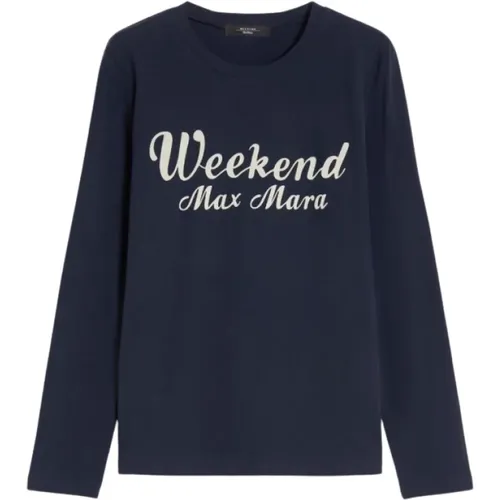 Long Sleeve Logo Print T-shirt , male, Sizes: L, XL - Max Mara Weekend - Modalova