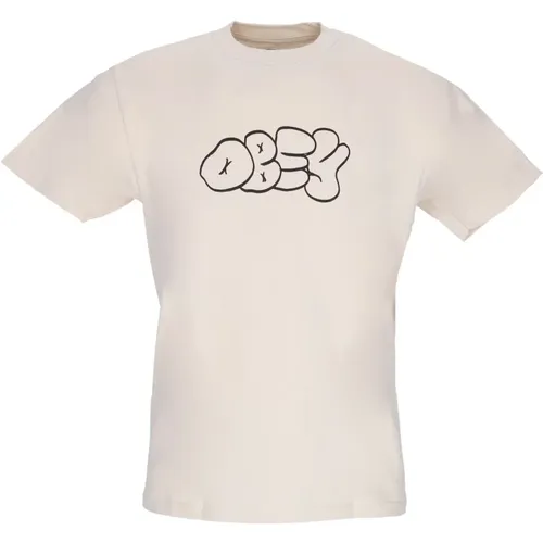 Klassisches Best Friends Tee Creme , Herren, Größe: S - Obey - Modalova