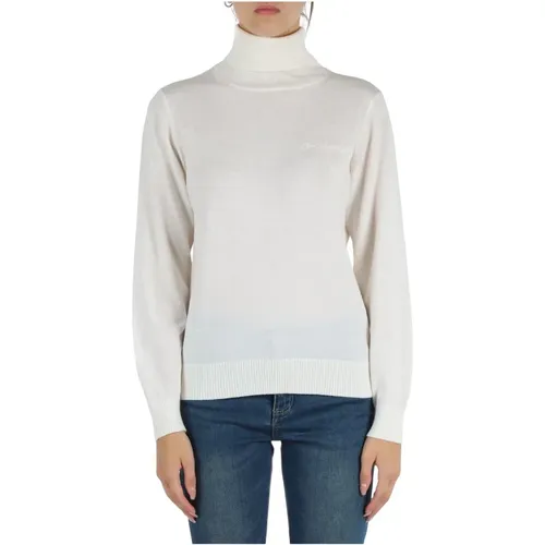 Embroidered high neck wool sweater , female, Sizes: M, XS, S, L, XL - Armani Exchange - Modalova