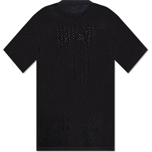 T-Shirt mit Lochmuster und Logo , Herren, Größe: L - MM6 Maison Margiela - Modalova