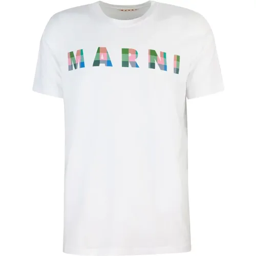 Checkered Logo T-shirt , male, Sizes: XL, M - Marni - Modalova