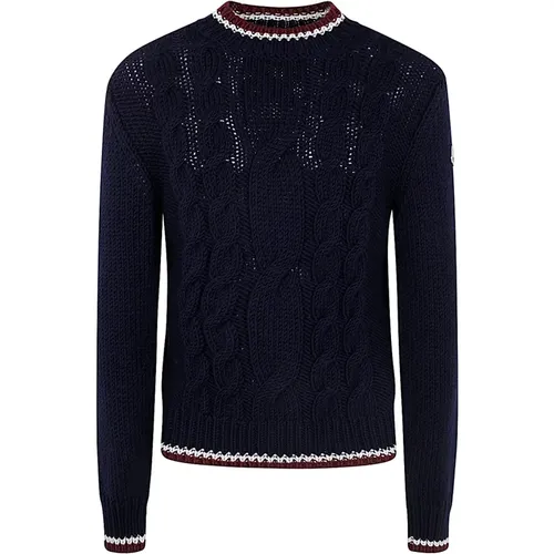 Blauer Rundhals Tricot Pullover - Moncler - Modalova