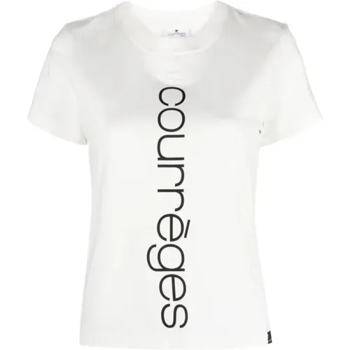 Cotton Logo T-Shirt , female, Sizes: S, M - Courrèges - Modalova