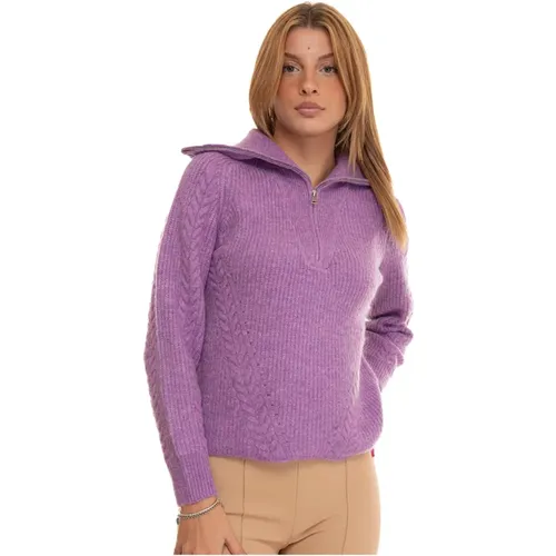 Cable Knit Pullover with Cape Collar , female, Sizes: L, M - Suncoo - Modalova