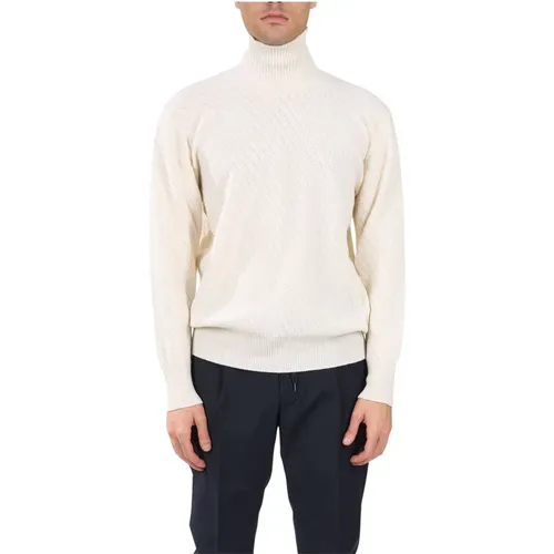 Ribbed wool high neck sweater , male, Sizes: L, 2XL, M, XL - Paolo Pecora - Modalova