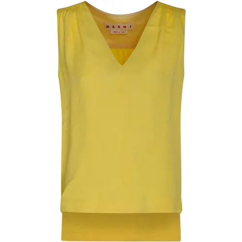 Lemon Jacquard Ruched Top , female, Sizes: XS, 2XS - Marni - Modalova